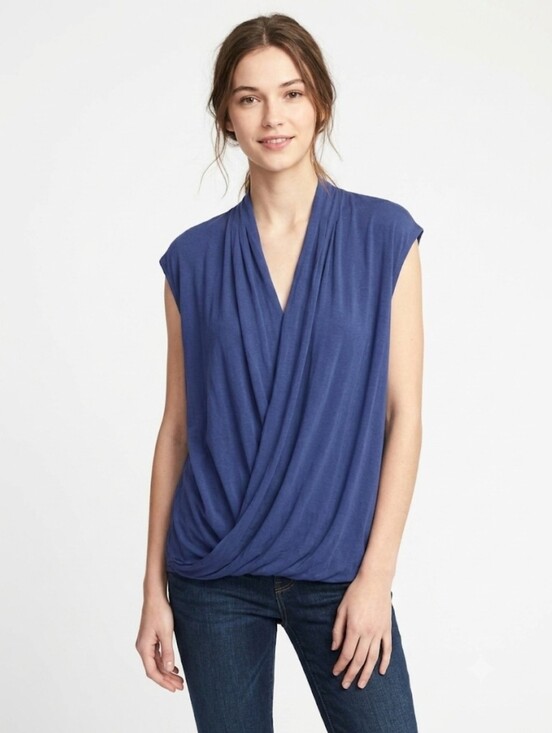 Boden Tops - Boden Faux Wrap Blue Top Size 12